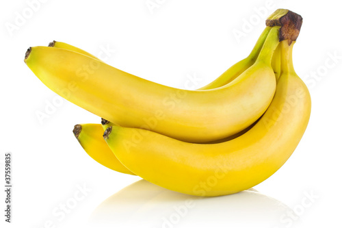 cluster ripe banana isolated on white background