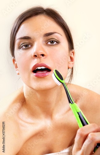 woman with tooth-brush