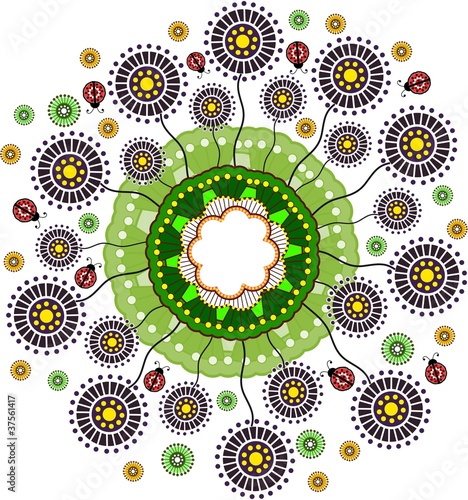 Background with abstract art  dandelions.  Vector  Illustration