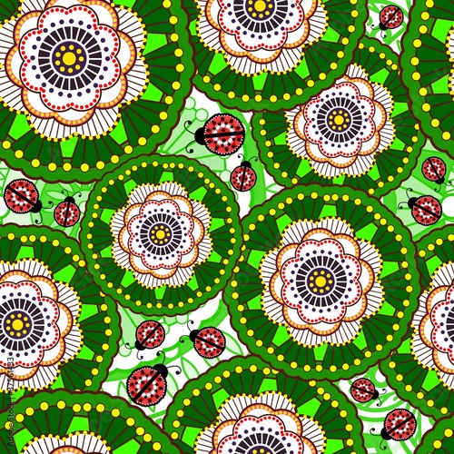 Seamless art nenuphar flower background.  Vector Illustration