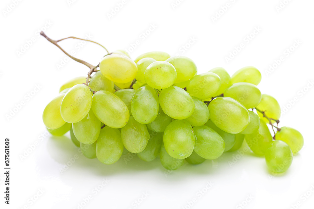 bunch of white grapes isolated on white