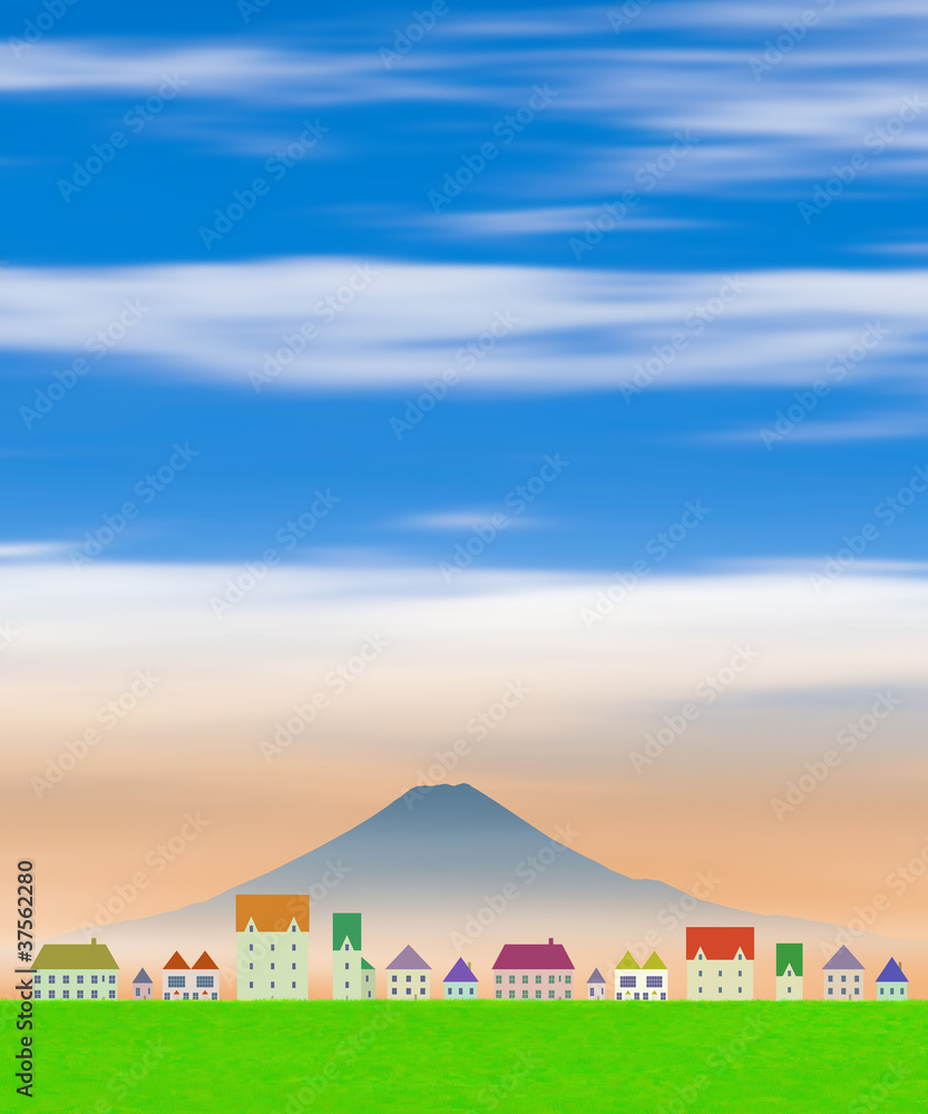 富士山と街並