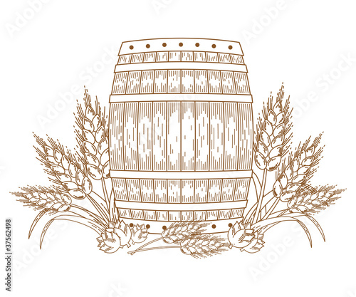 Barrel with wheat ears