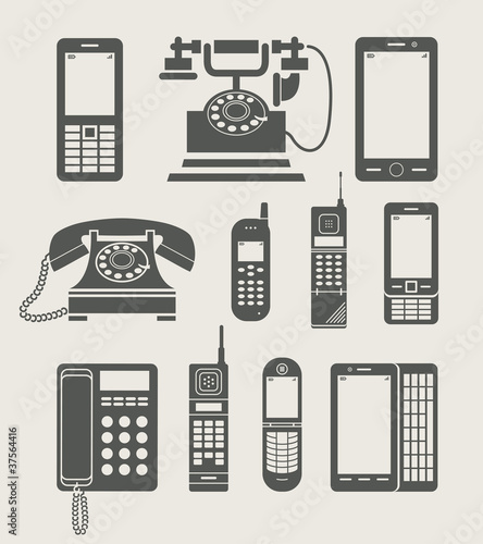 phone set simple icon vector illustration