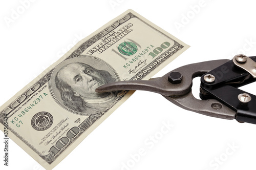 scissors-metal and dollar