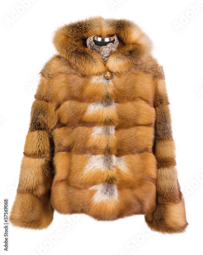Real foxy fur coat isolated on white background photo