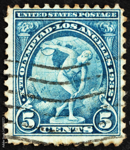 Postage stamp USA 1932 Discobolus sculpture by Myron photo