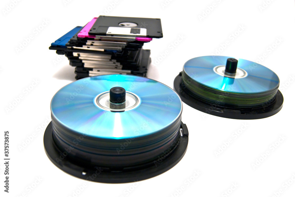 Fototapeta premium floppy disks and cd