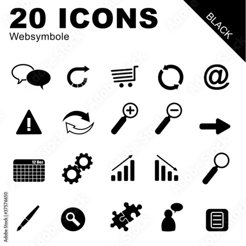 20 Icons Websymbole schwarz