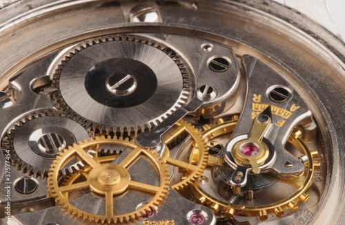 Closeup of a fine Swiss precision clockwork