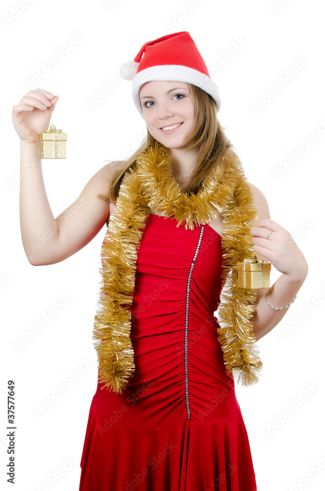 Christmas girl isolated on white Christmas girl isolated on white