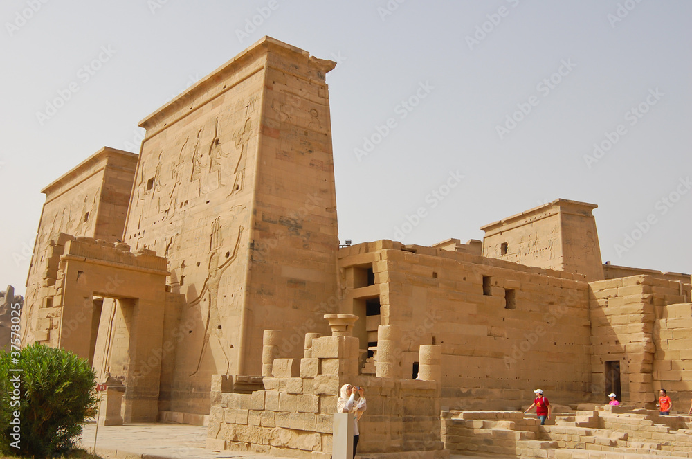 Side view of first pylon in Philae temple, Egypt. Side view of first pylon in Philae temple, Egypt.