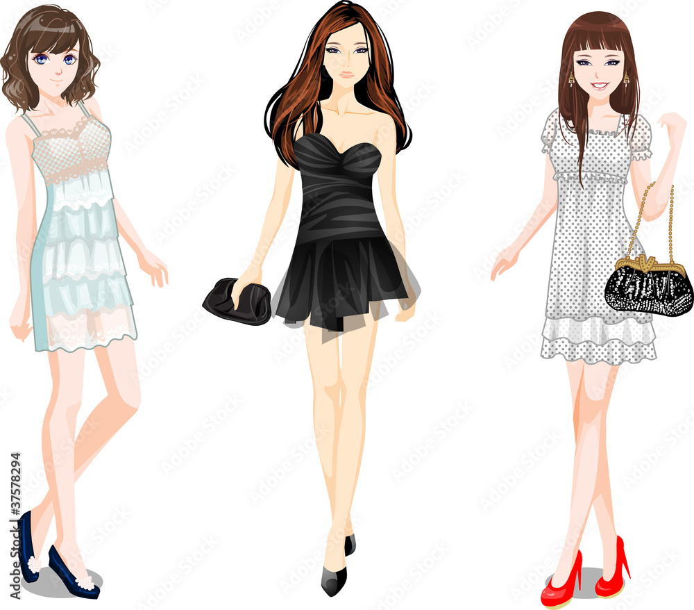 three vector girls three vector girls