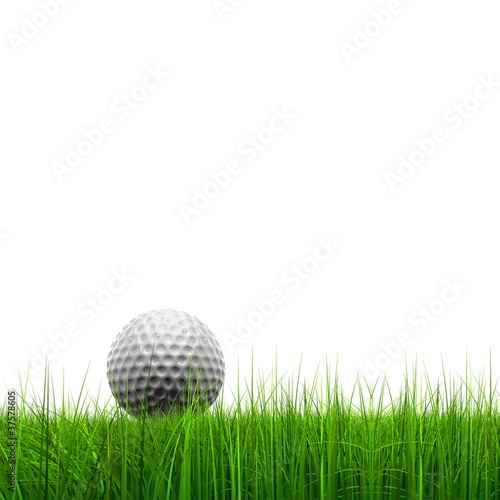 High resolution golf ball in grass