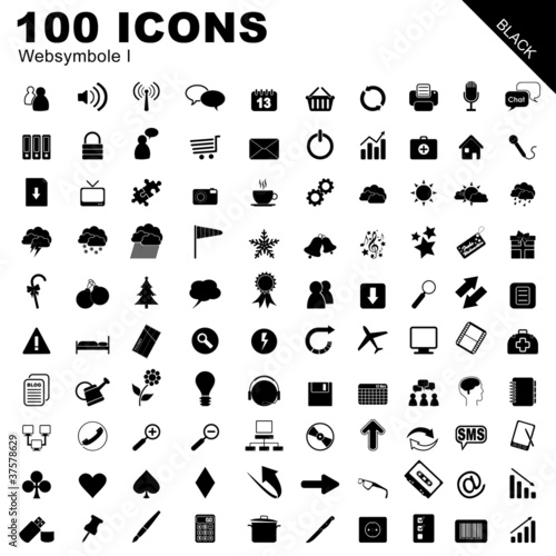 100 Icons Websymbole schwarz