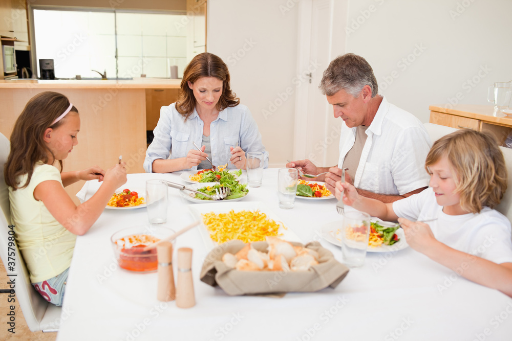 Family started having dinner