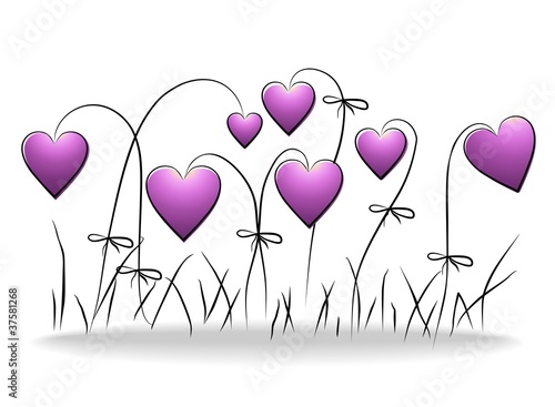 Flowers -  romantic floral background with purple hearts