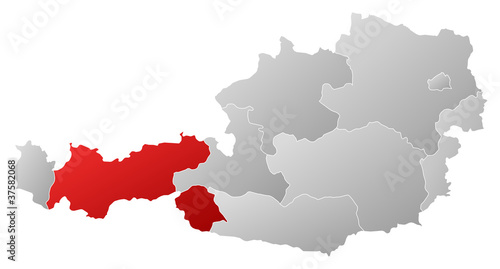 Map of Austria, Tyrol highlighted