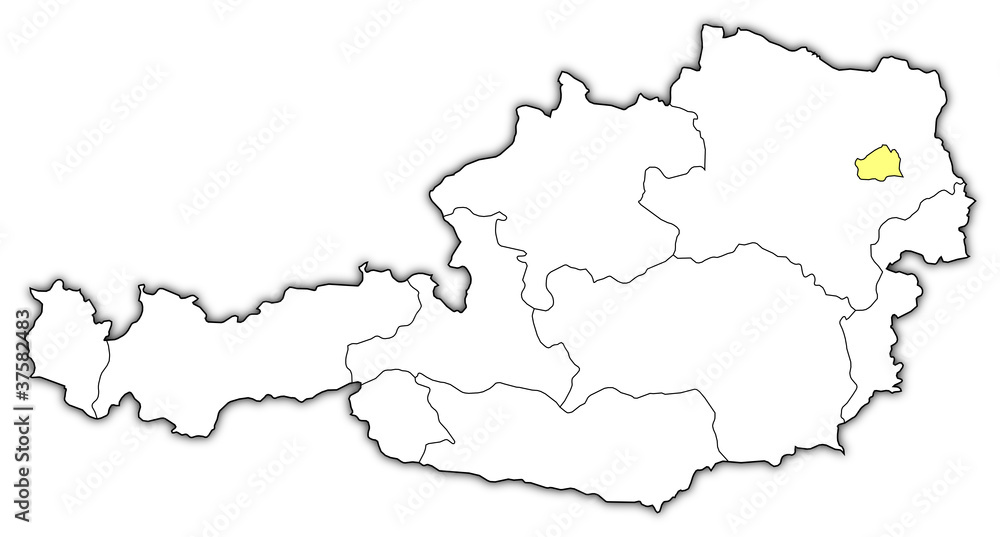 Map of Austria, Vienna highlighted