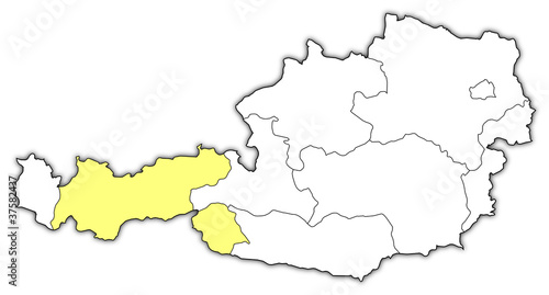 Map of Austria, Tyrol highlighted