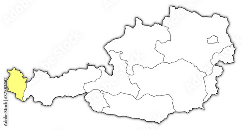 Map of Austria, Vorarlberg highlighted