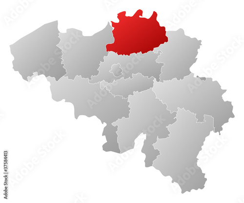 Map of Belgium  Antwerp highlighted