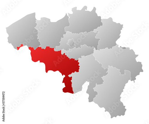 Map of Belgium  Hainaut highlighted