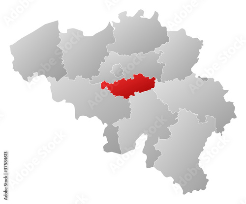 Map of Belgium  Walloon Brabant highlighted