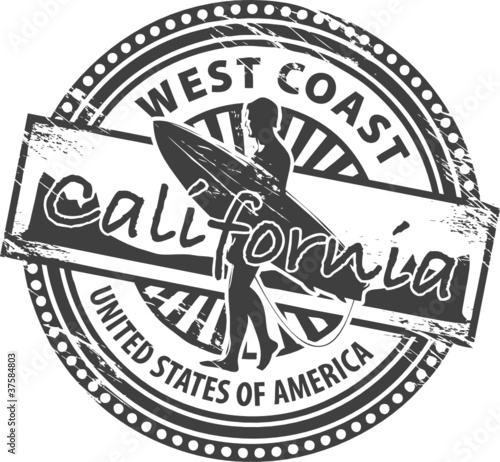 Stamp with name of California, vector illustration #37584803