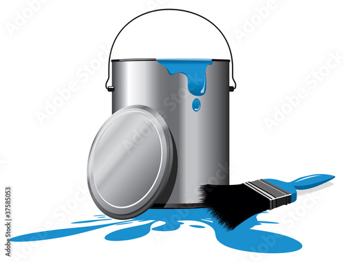 blue paint pot