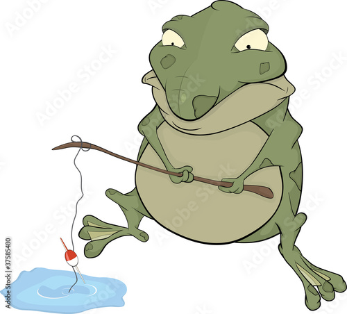 Toad the fisher. Cartoon