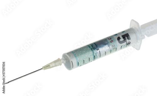 Fotografija Cash injection using a syringe with pounds sterling