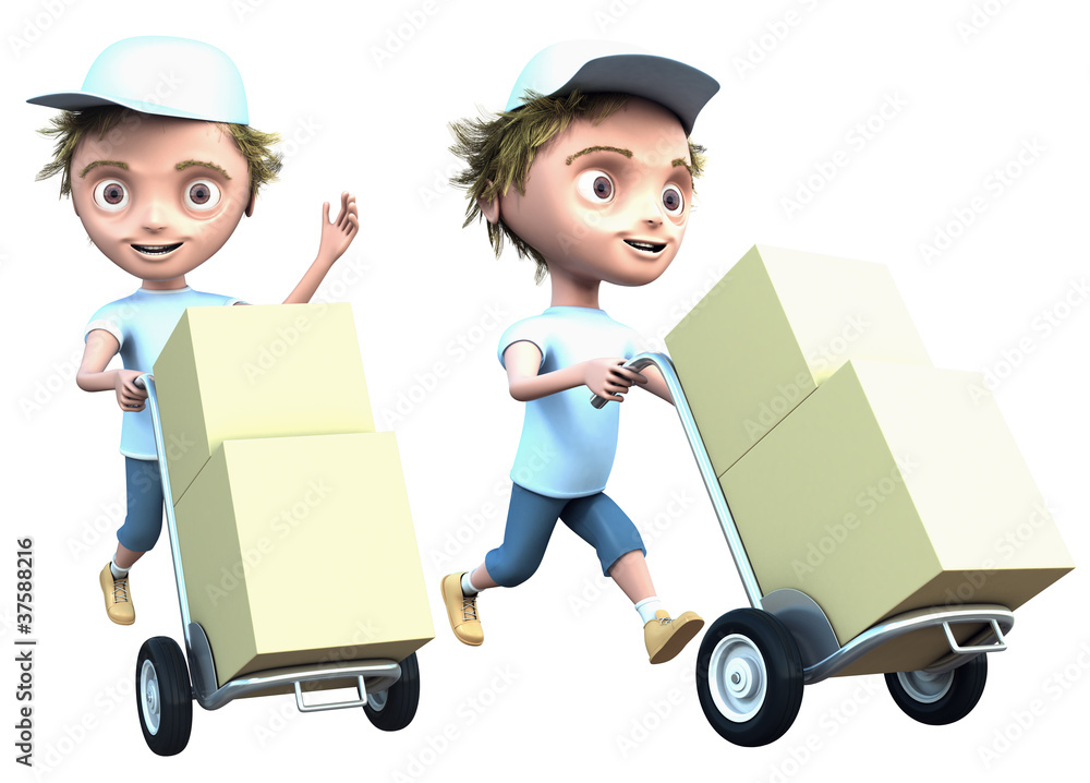 courier delivers a parcel isolated on white courier delivers a parcel isolated on white