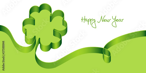 Green Bow Cloverleaf "Happy New Year"