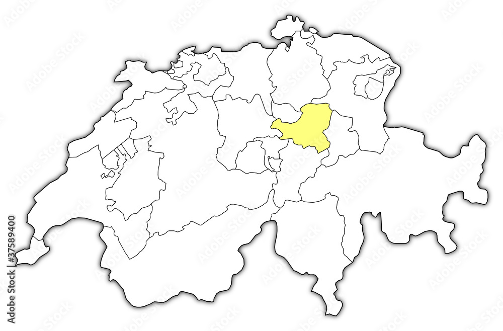 Map of Swizerland, Schwyz highlighted