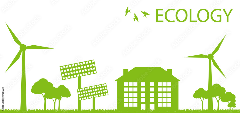 Green Eco city ecology vector background concept Green Eco city ecology vector background concept