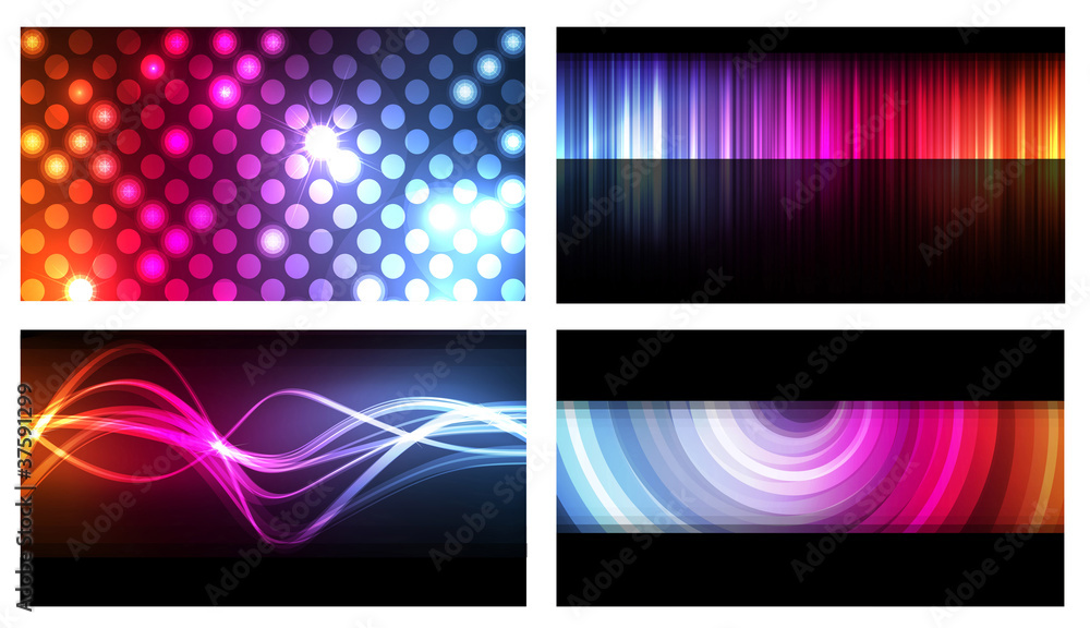 Set of colorful business cards neon background vector