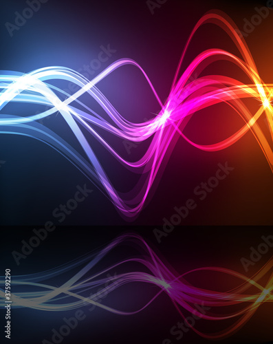 Neon abstract lines design on dark background vector