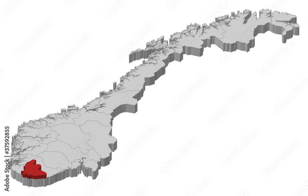Map of Norway, Vest-Agder highlighted Map of Norway, Vest-Agder highlighted