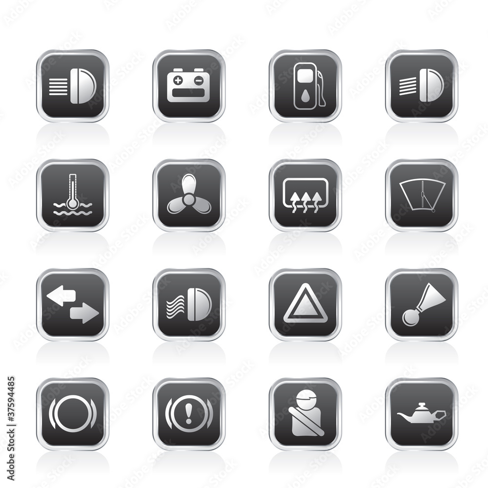 Car Dashboard - simple vector icons set Car Dashboard - simple vector icons set