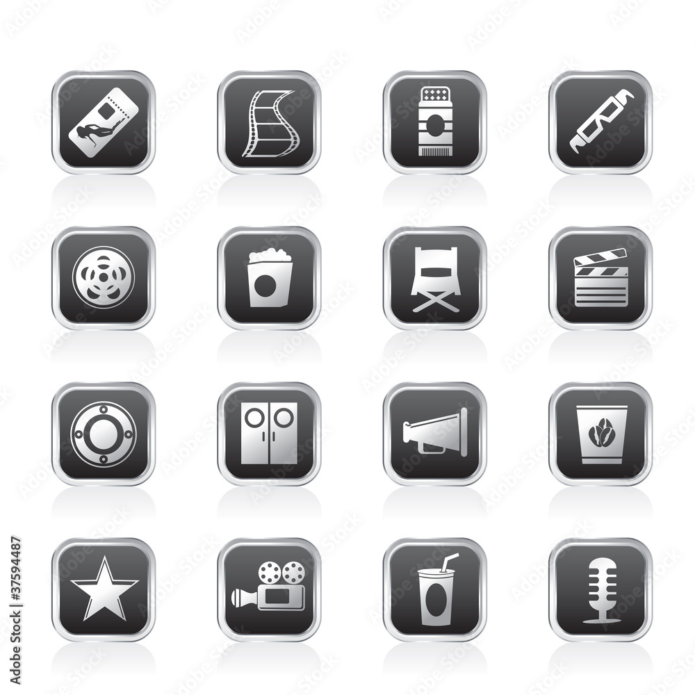Simple Cinema and Movie Icons - vector icon set Simple Cinema and Movie Icons - vector icon set