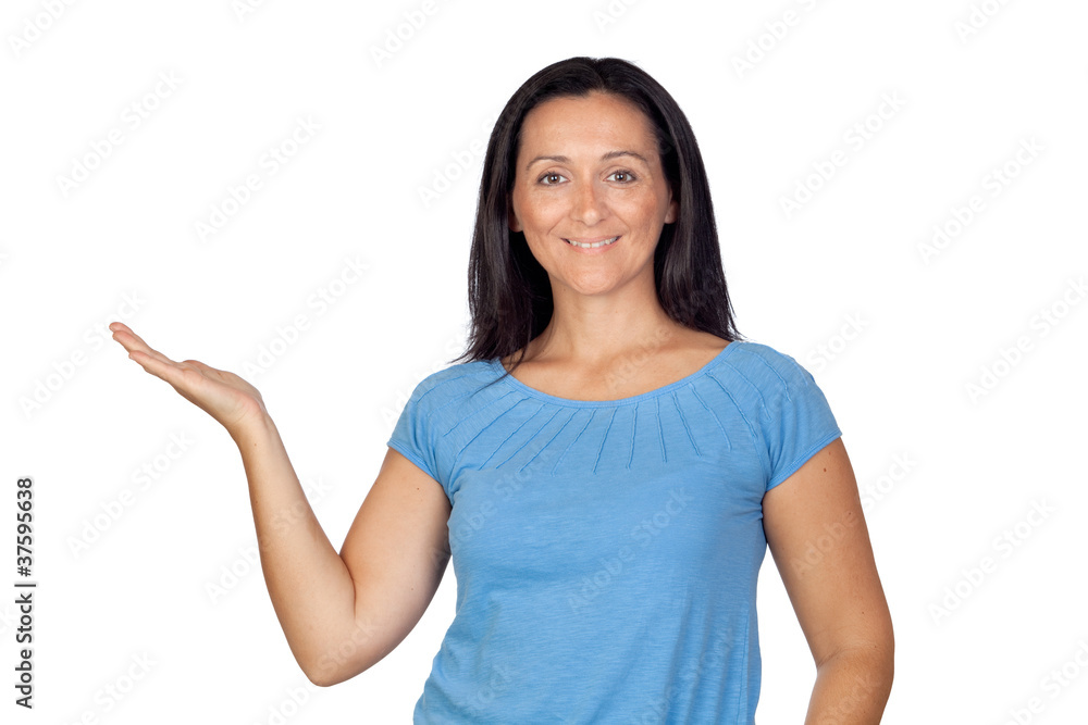 Adorable woman withÊextendedÊpalm Adorable woman withÊextendedÊpalm