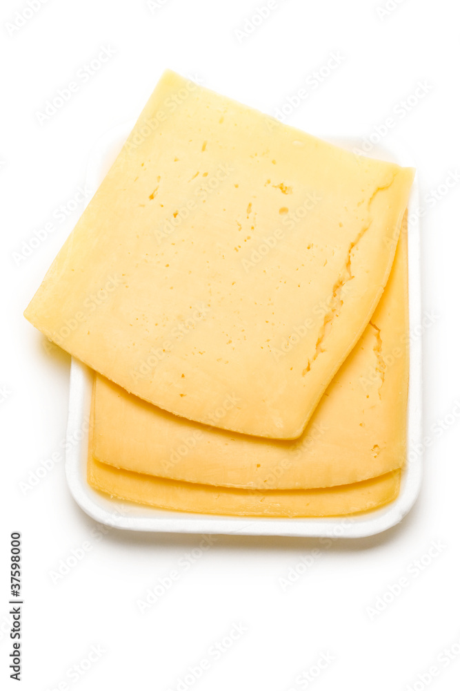 Cheese on the white background