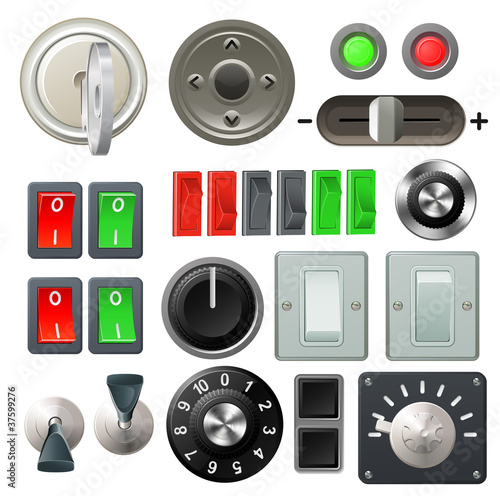 Knob switch and dial design elements