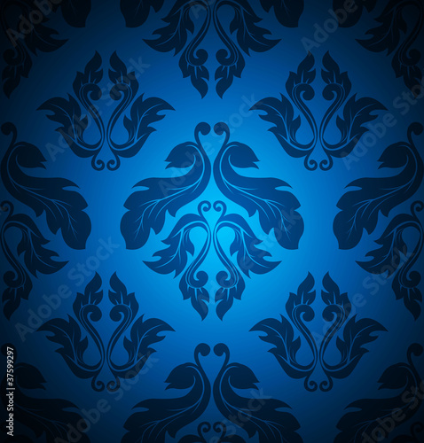 seamless floral blue background