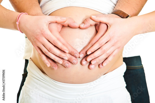 Wallpaper Mural Pregnant brunette isolated on white Torontodigital.ca