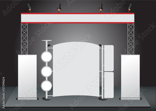 Blank trade exhibition stand and roll up banner