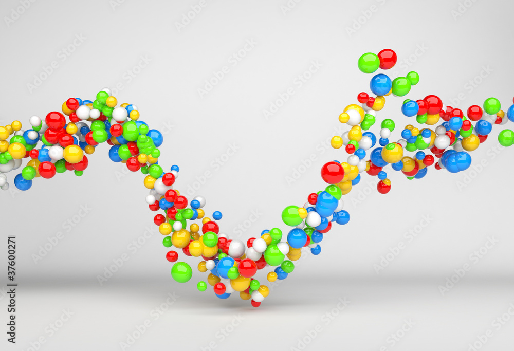 Stream of spheres 3D. On white background Stream of spheres 3D. On white background