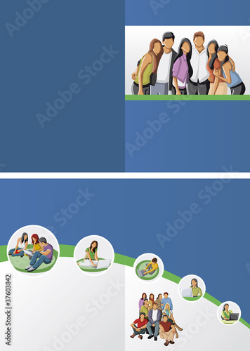Template for advertising brochure with business people