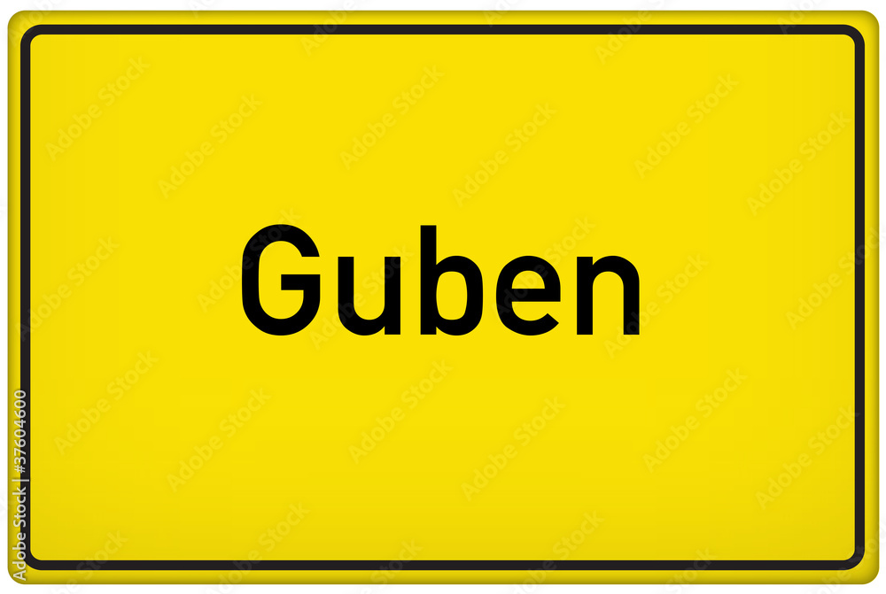 Ortseingangsschild der Stadt Guben Ortseingangsschild der Stadt Guben